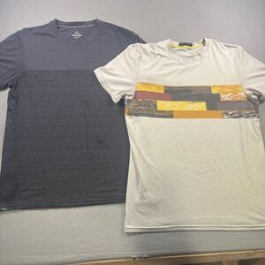 Prana Mens Graphic T-Shirt Bundle Set of 2 Grey Charcoal Performance Yoga Large